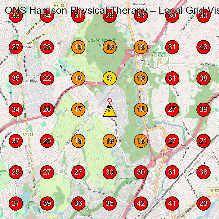 ONS Harrison Physical Therapy GeoGrid visibility map for Physical Therapy Clinic in White Plains